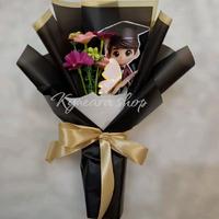 Gambar souvenir buket untuk perpisahan anak sekolah TK dan SD ukuran tinggi 25 cm dan lebar kurang lebih 15 cm - hitam, wisuda cowo dari Kyneara Pusat Kado Madiun undefined 1 Tokopedia