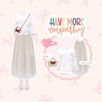 Gambar One Set OOTD Hijab Style (Blouse Top Rok Tutu Tas Selempang) 3 in 1 Setelan Wanita Kekinian - AH135 Outfit Wanita Kekinian Korean Style Hijab Muslim Baju Katun Atasan Gamis Dewasa Celana Panjang Kulot Motif - Blouse Tas dari by.ossy undefined 1 Tokopedia