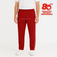 Gambar Celana Panjang Training Pria Wanita UNISEX Dewasa Merah Putih 17 Agustus Acara Lomba - Merah List 1, L to XL (28-33) dari Juragankolor undefined 3 Tokopedia