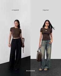 Gambar ECINOS - CORE Fitted Tencel T-shirt (Cropped) | Atasan Wanita | Kaos Wanita - Olive, S dari ecinos undefined 3 Tokopedia
