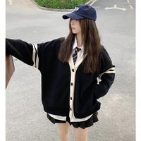 Gambar CARDIGAN STRIPPY OUTHER CARDIE WANITA MODEL KOREAN SCHOOL UNISEX - Hitam dari Sweatermu undefined 5 Tokopedia