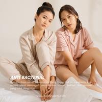 Gambar Becky Pajamas Long Set - TENCEL Lyocell - Long Sleeve Long Pant - Premium Sleepwear - Piyama set Tangan Panjang, Celana Panjang - Baju tidur wanita dewasa baju  tidur loose sleeper wanita pajamas - Broken White, S dari NATAHABITS undefined 5 Tokopedia