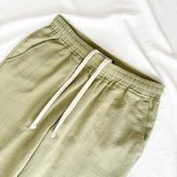 Gambar ABERCIO Linen Loose pants- Celana Linen ukuran longgar Pinggang Berkaret dan Bertali - Beige/Black - Panjang size Luar aga besar - Beige, 2XL dari Abercio.hi undefined 4 Tokopedia