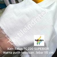 Gambar ( per 1 meter ) kain katun jepang putih polos tebal TC 220 DIAMOND meteran lebar 115 cm bahan baju hem kemeja atasan seragam sekolah kerja putih kerudung jilbab hijab segi empat spanduk lukis pecel lele mori kafan sarung lapisan bantal guling layar - putih bersih, per panjang 1 meter dari textileindratex undefined 4 Tokopedia