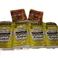 Gambar Garam cap Kapal 250gr 4 pcs / 1 kg garam halus Free Penyedap 2 sachet dari umaisegerakaya undefined 1 Tokopedia