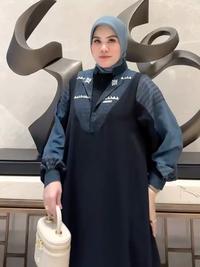 Gambar Dara Design by Sallaco - Gamis Hitam mewah / Dress Hitam Mewah - Kombinasi Abu dari Modisty Shop undefined 1 Tokopedia