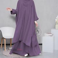 Gambar One set Gamis tunik Abaya Remaja Dewasa rok atasan Crinkle Airflow Malayu umroh wanita kekinian / kaftan tunik (Kafnik) jumbo - Putih, All Size L Fit To XL dari amiradress undefined 5 Tokopedia