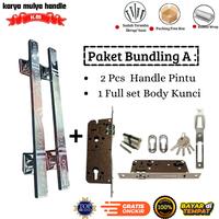 Gambar 15.30 FULL GRAFIR / Set Body Kunci Komplit Pintu Rumah Minimalis Murah- Panjang 33 cm Handle  Pintu / Gagang Pintu Panjang 100cm 60 cm 80 cm - Tarikan 2 Daun Pintu Kupu Tarung - Pegangan Pintu Rumah Mewah handle kuningan - 2 Handle - SEPASANG , 33 cm dari Karya Mulya Handle1 undefined 3 Tokopedia