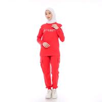 Gambar Setelan Olahraga Wanita Jumbo - Baju Olahraga Celana Cargo Wanita Muslimah - Merput Set 100kg Sport - Merah Putih, M dari Mooyan.co undefined 3 Tokopedia