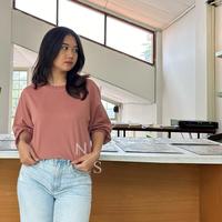 Gambar Kaos Blouse atasan wanita lengan balon terbaru katun combed 24s - Blouse dusty rose, M (LD 108) dari Nabilaze studio undefined 3 Tokopedia