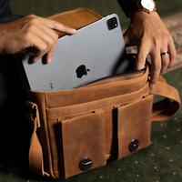 Gambar REVEN Markwe Tas Selempang Pria Untuk Gaya Kerja Kuliah Traveling Bahan Kulit Sapi Asli Jenis Crazy Horse Keren Awet Banyak Kantong Muat Tablet Ipad Brown Tan Black Hijau - Tan dari tampanpro undefined 3 Tokopedia