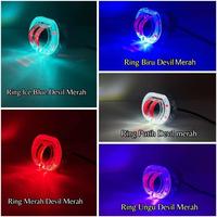 Gambar Lampu Biled Projector Projie Biled 2 Lensa 2.5inc jauh dekat kuning putih plus Ring shroud dan Devil Projie Biled - Merah-Biru dari MANGO.Indonesia undefined 4 Tokopedia