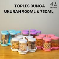 Gambar TOPLES Snack KRISTAL Premium JEON Lima Bunga Toples Set Nampan Toples Kue Kering Toples Set Lebaran 5in1 Calista - TOPLES KRISTAL JEON BUNGA - BLUE 900ML, Bubble dari JEONco_NEW undefined 1 Tokopedia