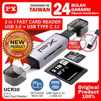 Gambar Card Reader Type C USB 3.0 Memory Card SD Card Micro SD 2TB OTG Adaptor High Speed 5Gbps 2 in 1 PX UCR30 dari PX Official Store undefined 1 Tokopedia