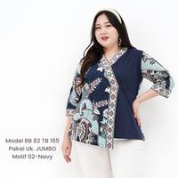 Gambar [KIMMY] LD95/110/120/130 Blouse Batik Katun Stretch Premium Jumbo Bigsize - 06-Hitam, M dari Baju Hari-Hari undefined 3 Tokopedia