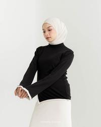 Gambar Nola Blouse List Putih Belah Samping Bahan SnowRib Orimoza Nola Blouse Original - NOLA BLS BLACK dari dst.fesen undefined 3 Tokopedia