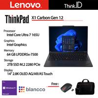 Gambar Thinkpad X1 Carbon Gen 12 Ultra 7 165U 64GB 2TB NVMe 14" 2.8K OLED IR Touch Win11 Pro Blancco dari THINK-ID undefined 1 Tokopedia