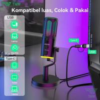 Gambar PREMIUM TNW K18 Microphone Condenser USB Type-C Mikrofon with RGB Dynamic Mic for PC Laptop Live Streaming Gaming Recording - K18 Hitam dari Toko Wakarava Aisya undefined 4 Tokopedia
