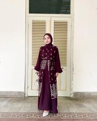 Gambar Baju gamis wanita Pesta Kondangan Burgundy Series Model terbaru LD 110 Alexa Set dress 2in1 bahan ceruty Full Puring Baju wanita set Outer Full Brukat kekinian Bahan adem Ukuran M L XL XXL bisa COD - Burgundy, M LD 100 dari Dilla Style undefined 1 Tokopedia