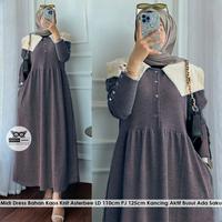 Gambar Midi Dress Firka Bahan Knit Asterbee LD 110-115cm PJ 125cm Kancing Aktif Busui Ada Saku Casual Kekinian - Model Terbaru Muslim Wanita - Coksu, XL dari Gudang Gamis Collection undefined 1 Tokopedia