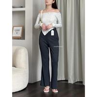 Gambar SIVALI Eden Flare Pants - Highwaist Kulot Knit Cutbray - Celana Kantor Formal / Casual Kantong Karet Panjang Wanita Loose Bawahan - Black dari Sivali Factory_NEW undefined 2 Tokopedia