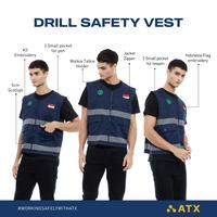 Gambar Rompi Safety Rompi Proyek Rompi Kerja Lapangan Bahan Drill Outerwear Merk ATX - Merah dari ATX SAFETY undefined 3 Tokopedia