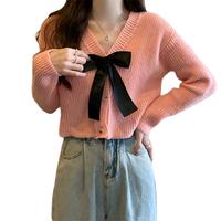 Gambar Keyko Cardigan Dan Jaket Rajut Crop Lengan Panjang Model Pita Wanita - Knitwear Garis  Motif Sweater Santai Kancing Nyaman Tangan Atasan Top - Pink, Allsize Fit L dari StyleUp.byWR undefined 5 Tokopedia