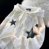 Gambar Bintang Stars Jacket Zipper Hoodie Oversize - Jaket Hoodie Oversize Pria Wanita Korean style - Putih dari OUTFIT BAJU BANDUNG undefined 5 Tokopedia