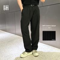 Gambar BITI Celana Jaksel High Waist | Loose Pants Celana Panjang Pria Dewasa Formal Katun Santai Tebal Wide Fit  Lembut Casual - Hitam, M dari Biti_NEW undefined 3 Tokopedia