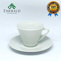 Gambar Gelas Mug Keramik Cangkir Porcelain Set Diamond Cup Saucer[190ml/2pcs] Simple dari Emerald Houseware undefined 2 Tokopedia