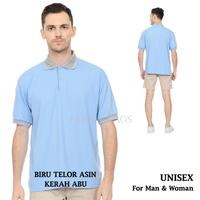 Gambar Kaos Polo Seragam Biru Telor Asin Kerah Abu / Kaos Kerah / Pendek Baju Ukuran S.M.L.XL.XXL.XXXL Abu Bordir Sablon Logo Cewek Cowok Muda - Biru telor asin kerah abu, S dari Pabrik Kaos undefined 1 Tokopedia