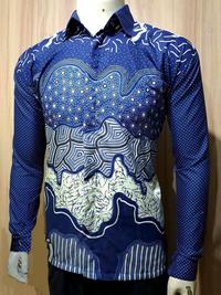 Gambar Kemeja Batik Lengan Panjang & Pendek Warna Denim New Motif - Panjang, M dari Tiga Dara Collection undefined 2 Tokopedia