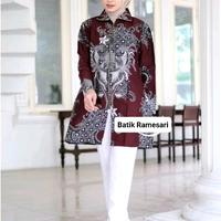 Gambar Tunik Batik Wanita Merah Burgundy Premium Terbaru - Bahan Katun Prima Premium HQ - Dewasa, Panjang, Casual, Cewek, Linen, Motif, Baju, Hitam - XL, Merah Burgundy dari Batik Ramesari undefined 2 Tokopedia