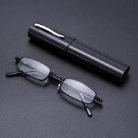 Gambar Elegant Reading Glasses Metal Frame Ultra-thin Men Women Reading Glasses Portable Mini Reading Presbyopia Eyeglasses with Box - red, Strength 4.0x dari Grosir resa undefined 4 Tokopedia