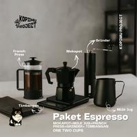 Gambar One Two Cups PAKET ALAT KOPI Espresso Manual Brew Latte Art || Milkjug+Timbangan Digital+Moka Pot +Grinder + French Press Coffee Teh Hitam Silver - Silver dari KopimuProject undefined 1 Tokopedia