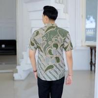 Gambar ATASAN PRIA - MAHAMERU SAGE GREEN HEM Kemeja Slimfit Batik solo Lengan panjang pendek Premium Casual Formal cowok cuci kering size- (m)      [bb 50kg] hawai skena Seragam - Pendek, S dari Batik Alina01 undefined 2 Tokopedia