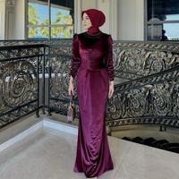 Gambar Haruka Dress Duyung Bludru Payet Muslim Panjang Gamis - Burgundy, All size LD 110 dari eracloth.id_NEW undefined 1 Tokopedia