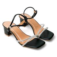 Gambar Kaylan Sandal Wanita Hak Tahu 5 CM Untuk pesta Permata/Terbaru Sendal Coklat Heels Hitam Putih Shoes High sandal pesta princess graduation raya lebaran hils heel - Hitam, 36 dari Kaylan Shoop undefined 3 Tokopedia