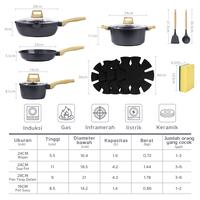 Gambar GiPP Wajan Set Panci set Peralatan Masak Anti Lengket Set Granit 14Pcs/set Cocok Untuk Semua Kompor - Putih dari GIPP Kitchenware Store undefined 3 Tokopedia