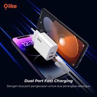 Gambar Olike C400 Charger Adaptor Dual Port USB + TYPE C PD QC 20W 3A Fast Charging - PUTIH dari ORIGINAL-STATION undefined 2 Tokopedia