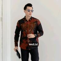 Gambar kemeja batik slimfit lapis furing motif AGASTA bahan katun halus solo - hitam, M dari BATIK ADELA SOLO undefined 2 Tokopedia