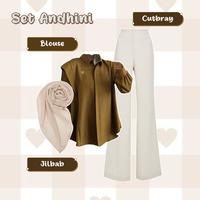 Gambar Set Pakaian Wanita Kekinian (Blouse, Celana Cutbray dan Hijab Bella Square) OOTD Hijab Style | LB095 Atasan Basic - One Set dari Youset undefined 3 Tokopedia