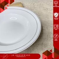 Gambar TEBUS MURAH SET 12 PCS Piring Pasta Lismas Keramik Putih List Diameter 22 cm piring soup 8,75 inch A002 dari jo houseware indonesia undefined 3 Tokopedia