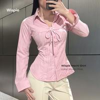 Gambar Wispie Mochi Shirt | Kemeja Wanita Lengan Panjang Tali Pita Slim Fit Soft Touch Parachute Blue Pink Cream Grey - Mochi Blue, L dari Wispie undefined 3 Tokopedia