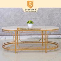 Gambar ESTETIKA FURNITURE INDONESIA  Meja Tamu Minimalis Marmer Oval Mozza Coffe Table P 100 cm Kaki Gold Luxury dari Estetika Furniture Indonesia undefined 5 Tokopedia