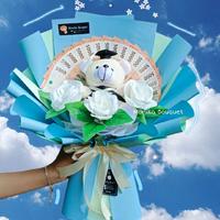 Gambar MG14 Buket Wisuda Buket Boneka + Bunga, Buket Uang Kertas Mainan Kosongan/Isi,   Buket Graduation Sidang Skripsi Buket Kelulusan Kado Wisuda Kado Graduation Free Kartu Ucapan - Wine Black, Tanpa Uang Kertas Mainan dari Monika Gallery undefined 1 Tokopedia