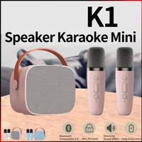 Gambar K1 Mini Speaker Audio Nirkabel Karaoke Wireless Speaker Bluetooth Plus  Mic set Speaker karoke With 2 Microphone 3D Stereo Amplifier Party - K1-Putih 2 Mic dari NURUL119 undefined 1 Tokopedia