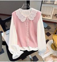 Gambar GS - Atasan Vest Rajut Kemeja Satu Set Korea Fashion Girly OOTD | Rajutwear Cute Pita Pita Kerah Renda | Baju Lengan Panjang Wanita - Putih dari Glory.shop88 undefined 4 Tokopedia
