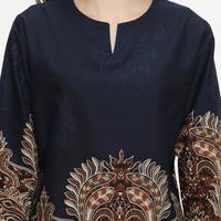 Gambar Blouse Batik Wanita Atasan Batik Wanita Lengan Panjang Warna Navy OLR225 - All Size dari Dancus undefined 5 Tokopedia