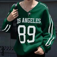 Gambar LOS ANGELES 89 SWEATER V-NECK WANITA   FASHION KOREA OVERSIZE S-6XL JUMBO BIGSIZE BAHAN KAIN FLEECE SWEATER HANGAT MUSIM DINGIN - hijau botol, S dari CROP ID JKT48 undefined 1 Tokopedia